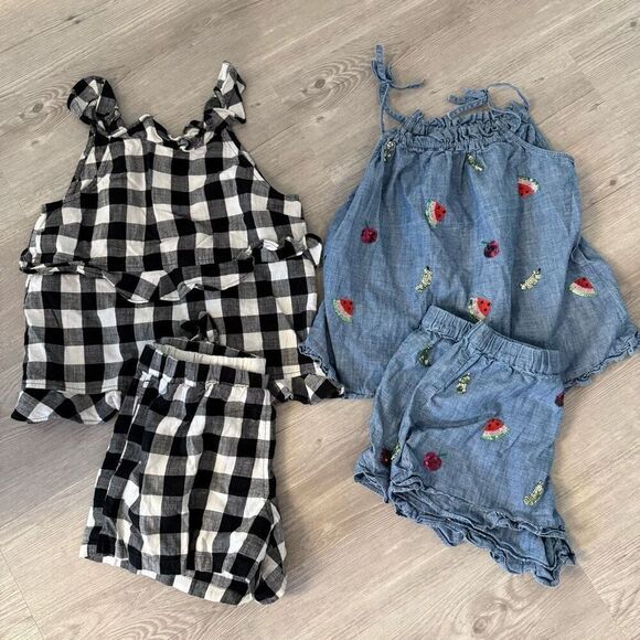 Crewcuts Girls 2 Set Outfit black & white plaid and denim size 12 - Picture 1 of 9